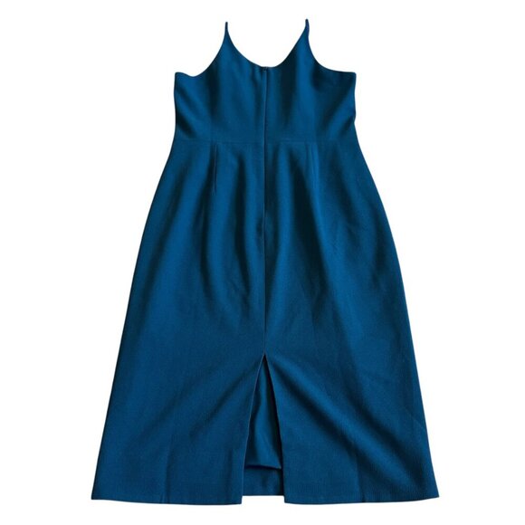 Dress The Population Lyla Crepe Cocktail Dress Peacock Blue Sheath Size 12 - Picture 7 of 13